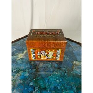 Vintage Address Card Box Floral Kitchen Organizer Recipe Card Holder